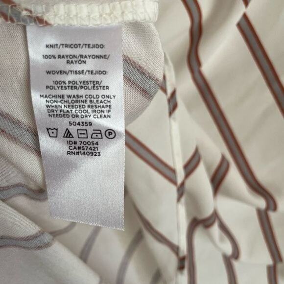 NWT LOFT Petite Small Diagonal Stripe Short Sleeve Blouse White Red Grey Top - Picture 6 of 8